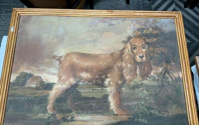 Oil on canvas portrait of a Cocker Spaniel with a
