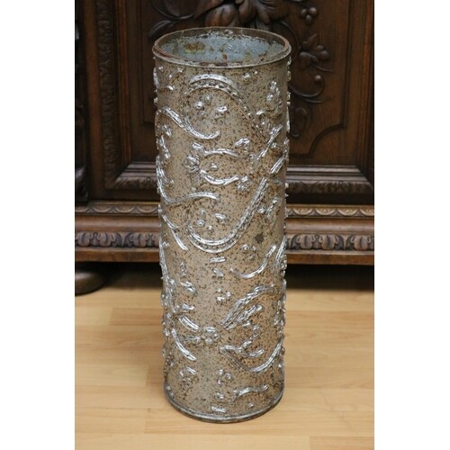 Antique French iron cylinder wallpaper roller, approx 56cm H