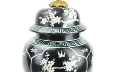 Ormolu Chinese Famille Noir Porcelain Ginger Jars