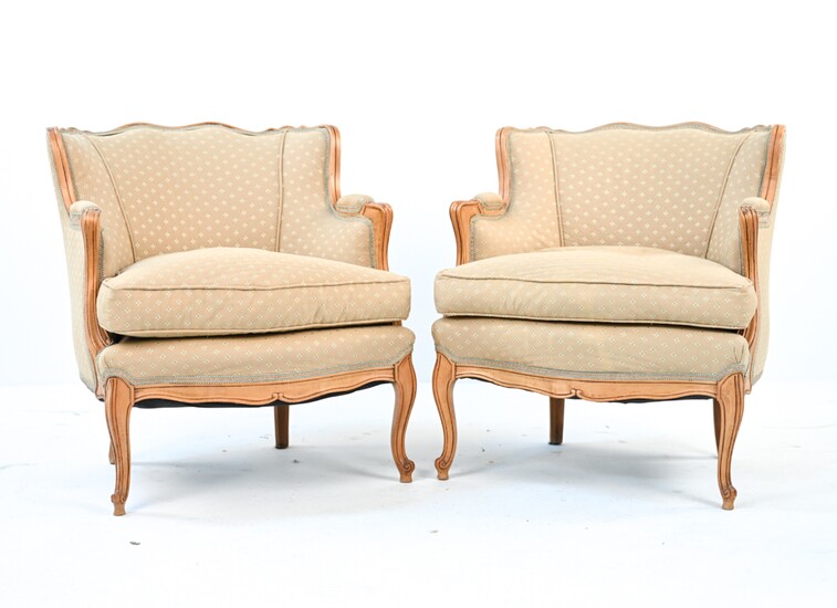 PAIR OF FRENCH LOUIS XV-STYLE BERGERE ARMCHAIRS