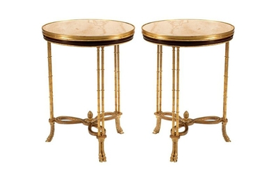 PAIR OF NEOCLASSIC-STYLE GILT BRONZE & MARBLE GUERIDONS