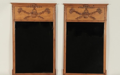 PAIR PROVINCIAL STYLE CARVED WOOD MIRRORS 1960