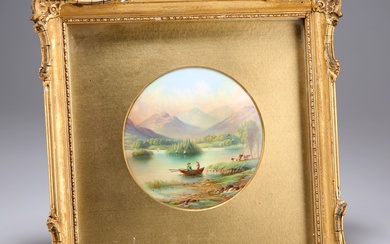 PLAQUE DE PARANGON, FIN DU 19E SIÈCLE peinte avec une vue titrée de 'Rydal Water',...