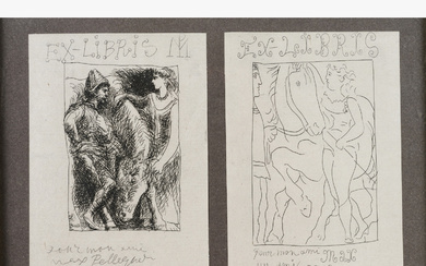 ◊ Pablo Picasso (1881-1973) Ex-libris for Max Pellequer, 1930