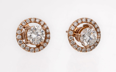 Pair of 18 kt gold brilliant-earrings , RG 750/000, 2...