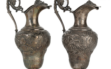 Pair of French Silver Liquor Pitchers from 19th century