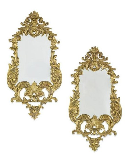 Pair of Louis XV Style Gilt Bronze Mirrors
