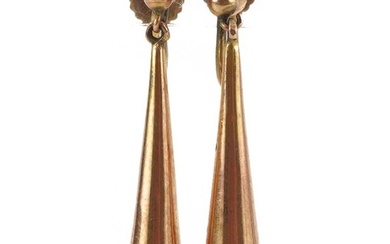 Pair of Victorian gold drop earrings with screw backs, test ...