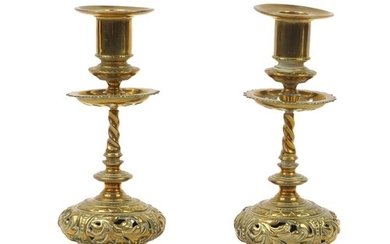 Pair of early 20th century Arts & Crafts style candlesticks,...
