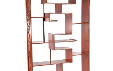 (-), Rosewood display unit with various shelves and...