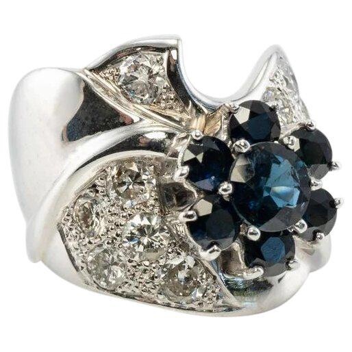Pasdera Diamond Sapphire Ring 14K White Gold