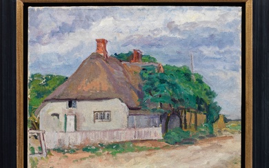 Paul Kother (1878 Leipzig - 1963 Weimar) Chaumière d'Allemagne du Nord Représentation impressionniste tardive, aux...