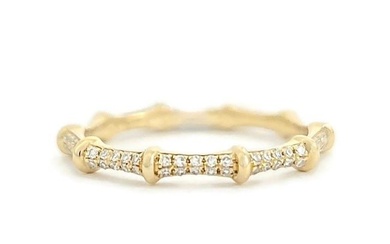 Pave Diamond Gold Bamboo Ring