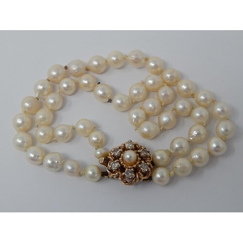 Pearl Double Strand Bracelet, The 9ct Yellow Gold Clasp Set ...