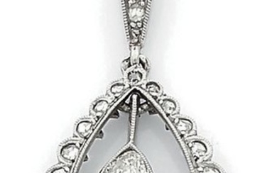 Pendant drop in platinum (850) centered of an...