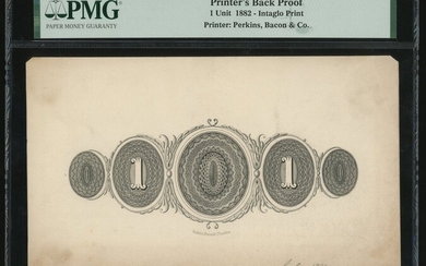 Perkins, Bacon and Company, reverse proof for '1', handwritted 'July 1882'