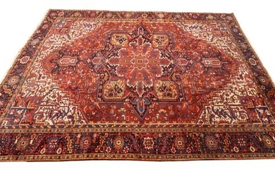 Persian Herez Hand Woven Wool Rug, Ca. 1930, W 11' 1'' L 15' 6''