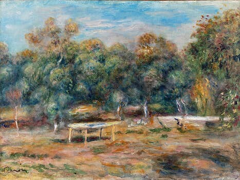 Pierre-Auguste Renoir, 1841 Limoges – 1919 Cagnes, DANS LE JARDIN DES COLLETTES À CAGNES, UM 1910