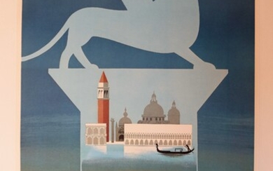 Pierre FIX MASSEAU (1905-1994) "Venice Simplon Orient-Express" Affiche en couleur entoilée. 97 x 62 cm...