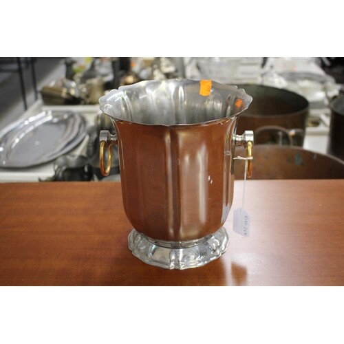 Plain champagne bucket, with brass loop handles, approx 22cm...