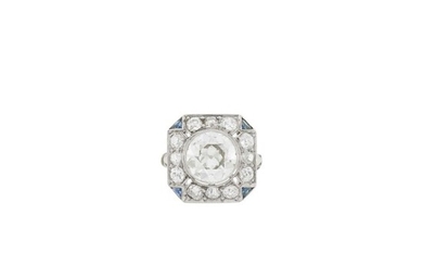 Platinum, Diamond and Sapphire Ring