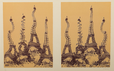 Pol BURY (1922-2005) – La danse des Tours Eiffel – Lithographie en couleurs sur…