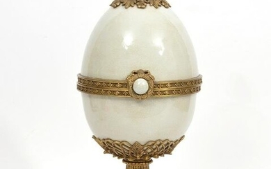 Porcelain Bronze Mounted Egg on Pedestal Base