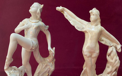 Porcelain figures 2 pieces Russia VERBILKI, height 22 CM...