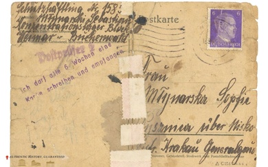 Postcard Sent From KL Buchenwald by Polish Prisoner in 1944
