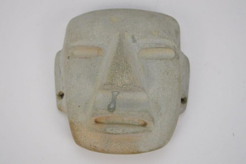 Pre-Columbian Olmec Green Stone Maskette, Oversized