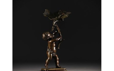 "Putti a la feuille de vigne" Bronze sculpture signed Clodion.