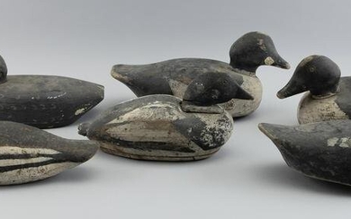 RIG OF FOUR FALMOUTH, MASSACHUSETTS GOLDENEYE DECOYS Early 20th Century Lengths from 13” to