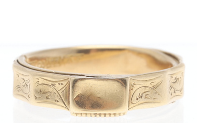 RING, 18K gold, hair hide, Emanuel Forssman, Växjö, 1855.