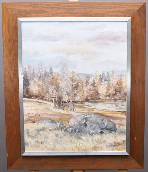 RITA HANSEN. oil on canvas, forest landscape, signed R Hansen.