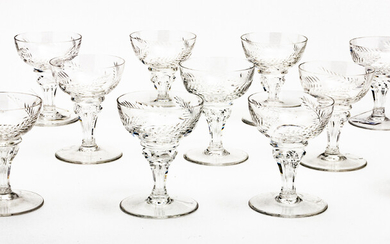 ROYAL LEERDAM PRINCESS ASTRID CRYSTAL CHAMPAGNE GLASSES, "FERN" 12, H 4.8"