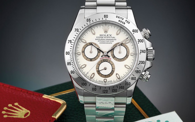 Rolex. A Rare Stainless Steel Chronograph Bracelet Watch with Off-White Dial