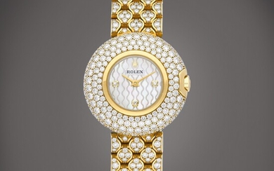Rolex Cellini Orchid, Reference 6221 | A yellow gold and diamond-set wristwatch with mother-of-pearl dial and bracelet, Circa 2006 | 勞力士 | Cellini Orchid 型號6221 | 黃金鑲鑽石鏈帶腕錶，備珠母貝錶盤，約2006年製