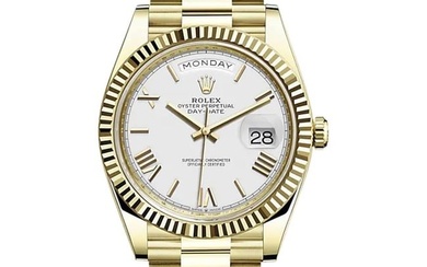 Rolex Day-Date Yellow Gold President Silver Roman Dial Watch 228238