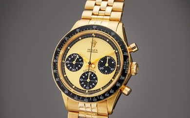 Rolex Reference 6264 Daytona 'Paul Newman Lemon' | A yellow gold chronograph wristwatch with bracelet, Circa 1969 | 勞力士 型號 6264 Daytona 'Paul Newman Lemon' 黃金計時鍊帶腕錶，製作年份約 1969
