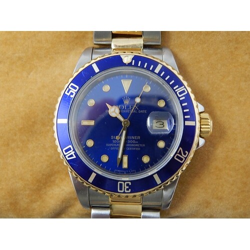 Rolex Submariner 16613 Oyster Perpetual 18ct Gold & Steel Ge...