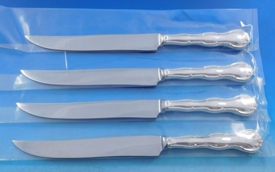 Rondo by Gorham Sterling Silver Steak Knife Set 4pc Large Texas Sized Custom 10"