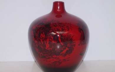 Royal Doulton large Flambe woodcut vase 1616
