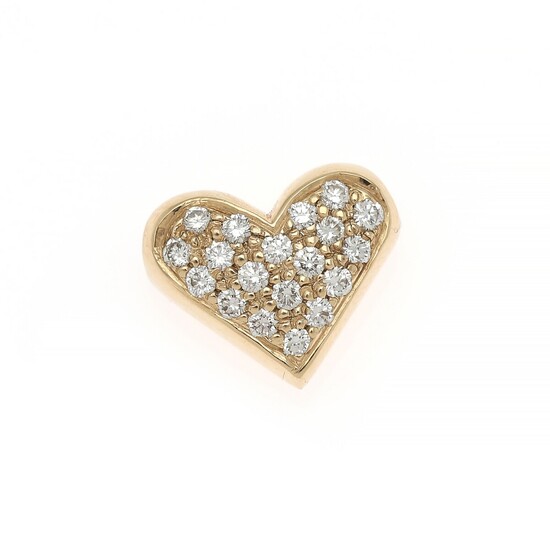 Ruben Svart: A diamond pendant in the shape of a heart set with numerous brilliant-cut diamonds weighing a total of app. 0.38 ct., mounted in 14k gold.