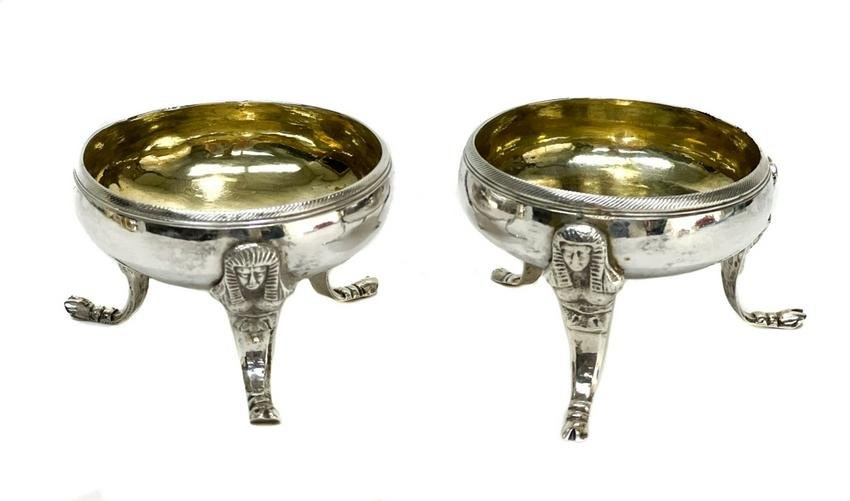Russian Silver Footed Open Salt Cellars.