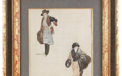 SEM (1863-1934), Elégantes. Aquarelle sur papier signée en bas à droite. 42,5 x 32 cm...