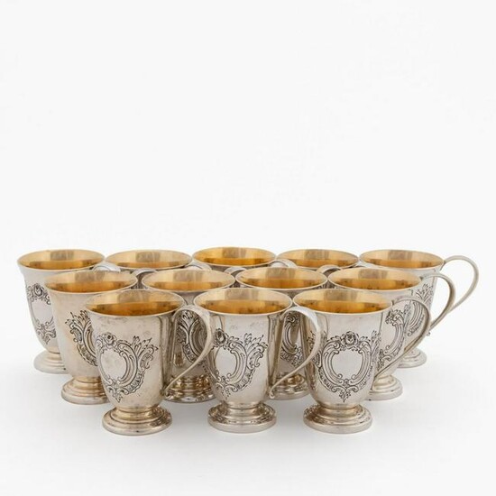 SET 12, REED & BARTON STERLING SILVER PUNCH CUPS