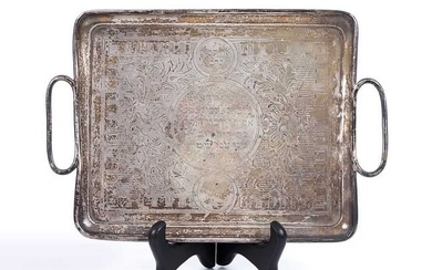 SILVER TRAY for KIDDUSH CUP fr. SYNAGOGUE, 1870