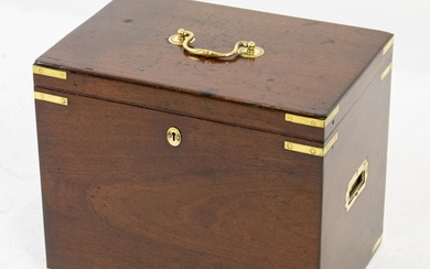 SILVERSMITH'S BOX, Victorian mahogany and brass bound, bears...