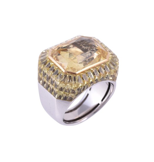 STEPHEN WEBSTER, A SPECIALLY COMMISSIONED YELLOW SAPPHIRE AND YELLOW STONE CLUSTER DRESS RING