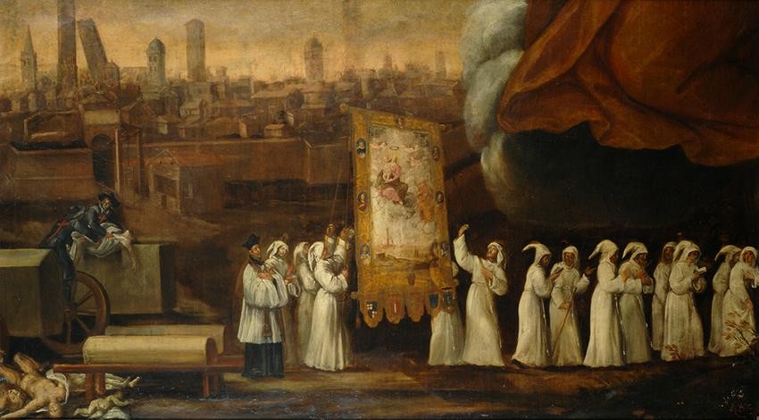 Scuola Bolognese, sec. XVII Processione per la peste a